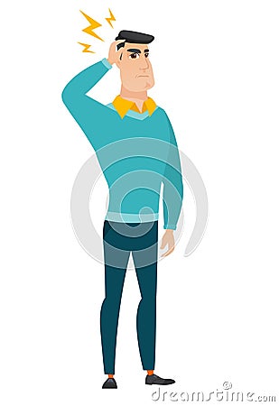 Caucasian businessman with lightning over his head Vector Illustration