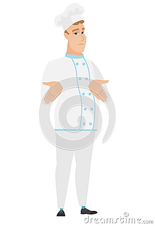 Caucasian confused chef cook shrugging shoulders Vector Illustration