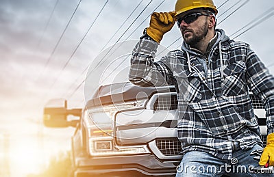 Caucasian Contractor Worker Stock Photo