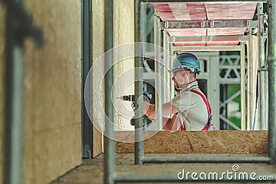 Contractor Working on Hight Stock Photo
