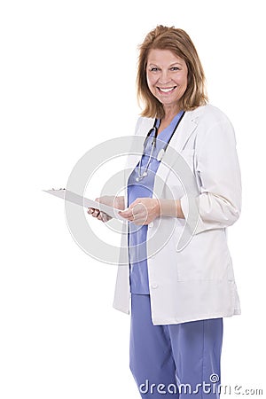 Caucasian doctor on white Stock Photo