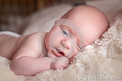 Caucasian infant with blue eyes Stock Photo