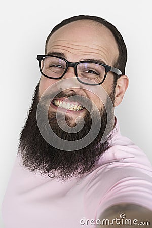 Caucasian Man Selfie Happy Shoot Stock Photo