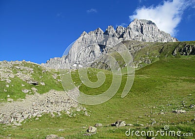 Caucasian mountain green valley Stock Photo
