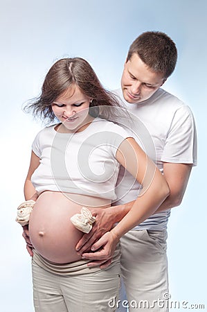 Caucasian pregnant woman with husband Stock Photo