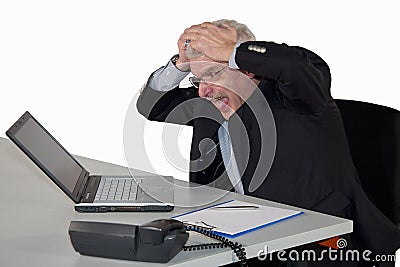 Caucasian senior manager freaking out Stock Photo