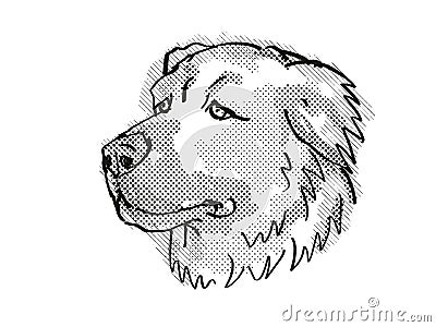 Caucasian Shepherd Dog Dog Breed Cartoon Retro Drawing Stock Photo