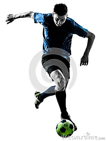 Caucasian soccer player man juggling silhouette Stock Photo