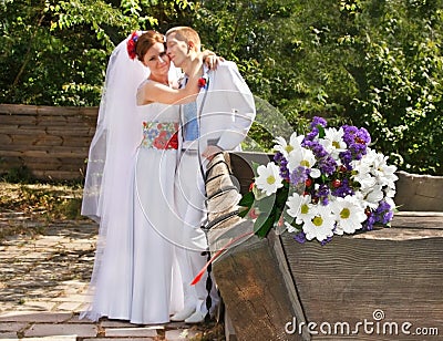 http://thumbs.dreamstime.com/x/caucasian-wedding-couple-happy-beautiful-bride-groom-ukrainian-style-bouquet-outdoors-close-up-ukraine-37428125.jpg