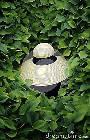 Woman outdoors summer white tropical hair caucasian fashion portrait style green hat Stock Photo