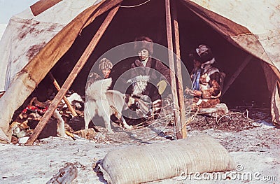 Caucasian woman having conversation with family of the indigenous people Editorial Stock Photo