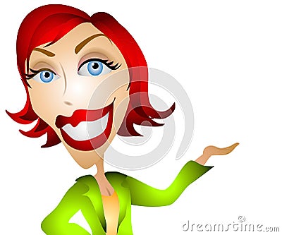 Caucasian Woman Holding Up Cartoon Illustration