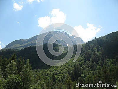 Caucasus landscape mountain snow rocks Stock Photo