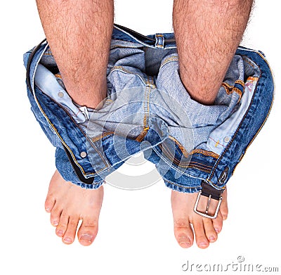 Caught with pants down Stock Photo