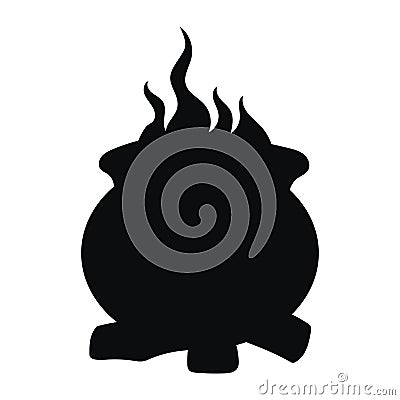 Cauldron with a magic potion. Black silhouette of a cauldron witch for halloween. Vector illustration of an element for Vector Illustration