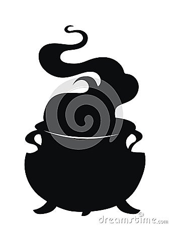 Cauldron with a magic potion. Black silhouette of a cauldron witch for halloween. Vector illustration of an element for Vector Illustration