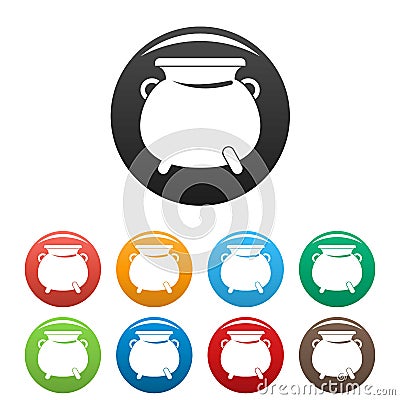 Cauldron pot icons set color Vector Illustration