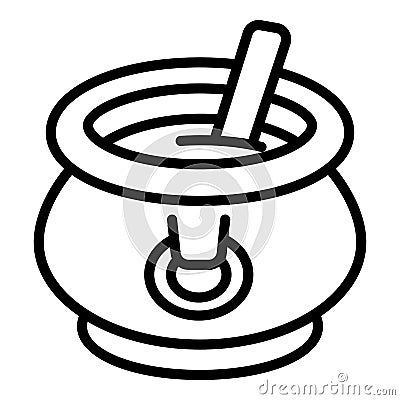 Cauldron with soup icon, outline style Vector Illustration