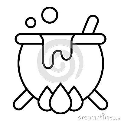 Cauldron thin line icon. Pot vector illustration isolated on white. Boiler outline style design, designed for web and Vector Illustration