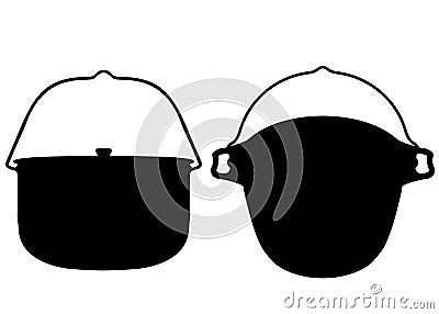 Cauldrons for tourism in the set. Vector Illustration