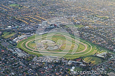 Caulfield Racecourse in Melbourne aerial view Stock Photo