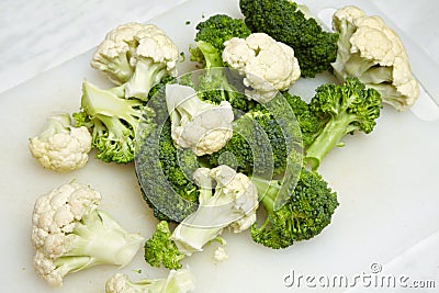 Cauliflower and broccoli pieces Stock Photo