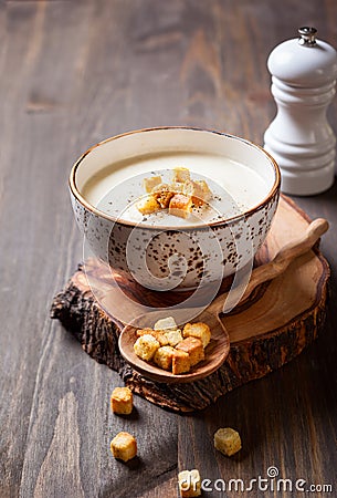 Cauliflower cream soup Stock Photo