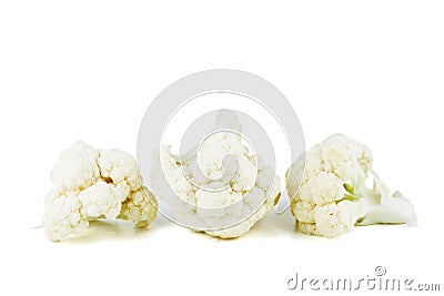 Cauliflower pieces isolated on white Stock Photo