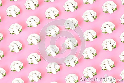 Cauliflower seamless pattern on pink pastel background Stock Photo