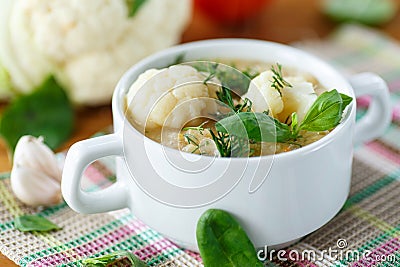 Cauliflower soup Stock Photo