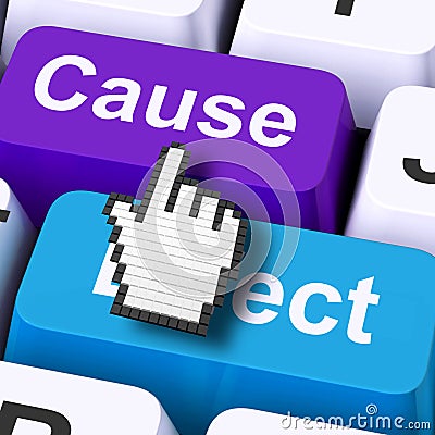 Cause Effect Computer Means Consequence Action Or Reaction Stock Photo