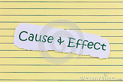Cause effect direct relationship success failure action reaction Stock Photo