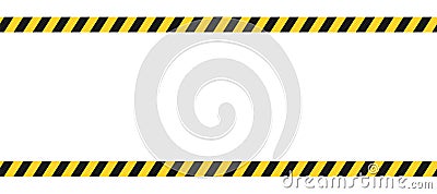 Caution border with diagonal stripes in black and yellow. Attention ribbon frame template. Danger crime tape mockup. Restricted Vector Illustration