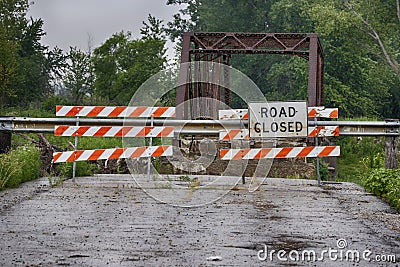 Caution Bridge Out Stock Photo