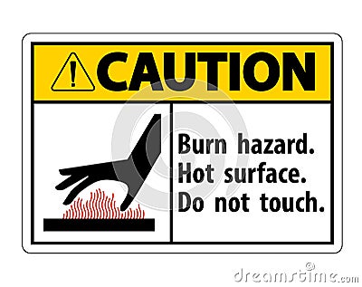 Caution Burn hazard,Hot surface,Do not touch Symbol Sign Isolate on White Background,Vector Illustration Vector Illustration