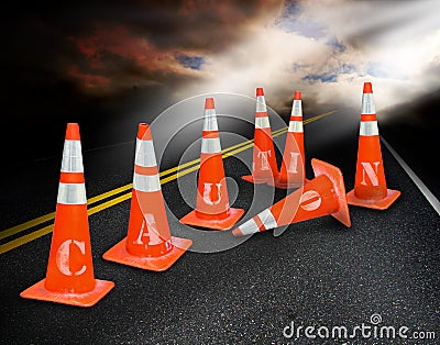 Caution cones Stock Photo