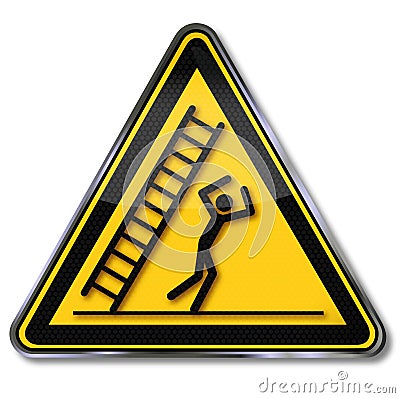 Caution falling ladder Vector Illustration