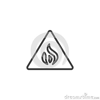 Caution flammable line icon Vector Illustration