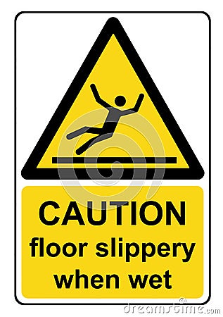 Caution floor slippery when wet Vector Illustration