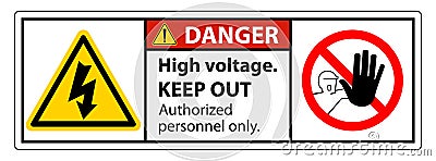 Caution High Voltage Keep Out Sign Isolate On White Background,Vector Illustration Vector Illustration