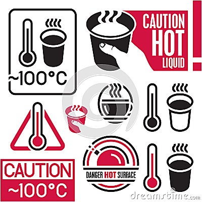 Caution hot sign, coffee Vector Illustration