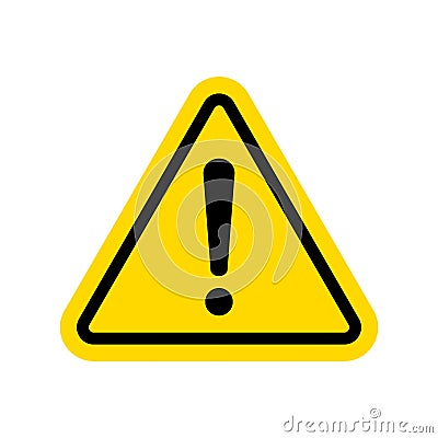 Caution icon with triangle form. Danger sign on isolated background. Caution warning icon.Triangle warning icon in flat style. Cartoon Illustration