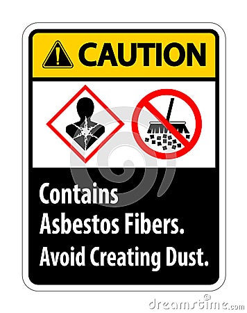 Caution Label Contains Asbestos Fibers,Avoid Creating Dust Vector Illustration