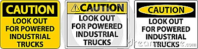 Caution Look Out For Trucks Sign On White Background Vector Illustration