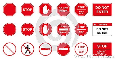 Caution No Allowed Entry Stop Road Sign. Entrance Prohibited. Warning Palm Hand Ban Access Silhouette Icon. Do Not Enter Vector Illustration