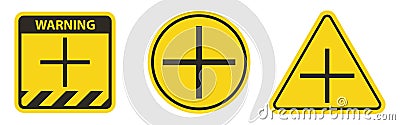 Caution Plus Positive Polarity Symbol Sign Vector Illustration