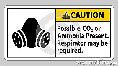 Caution PPE Sign Possible Co2 Or Ammonia Present, Respirator May Be Required Vector Illustration