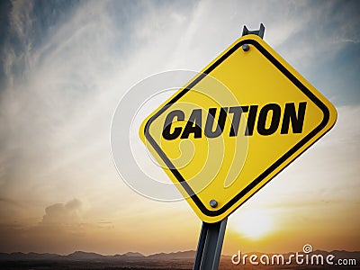 Caution road sign Stock Photo