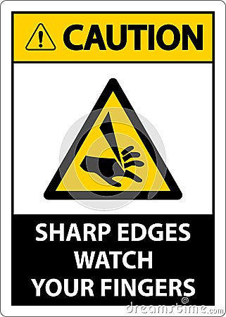 Caution Sharp Edges Watch Your Fingers On White Background Vector Illustration