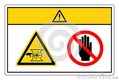 Caution Shear Points Sharp Edges Do Not Touch Symbol Sign, Vector Illustration, Isolate On White Background Label. EPS10 Vector Illustration